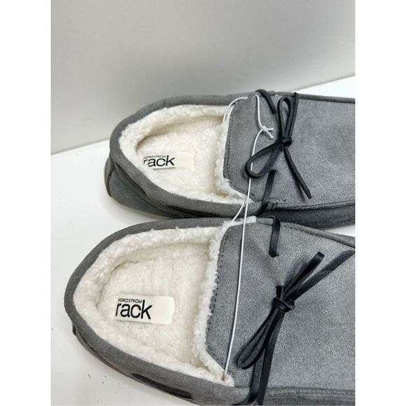 Nordstrom Rack Slippers Womens Size Large Faux Fur Gray Slip On Style - Picture 7 of 8